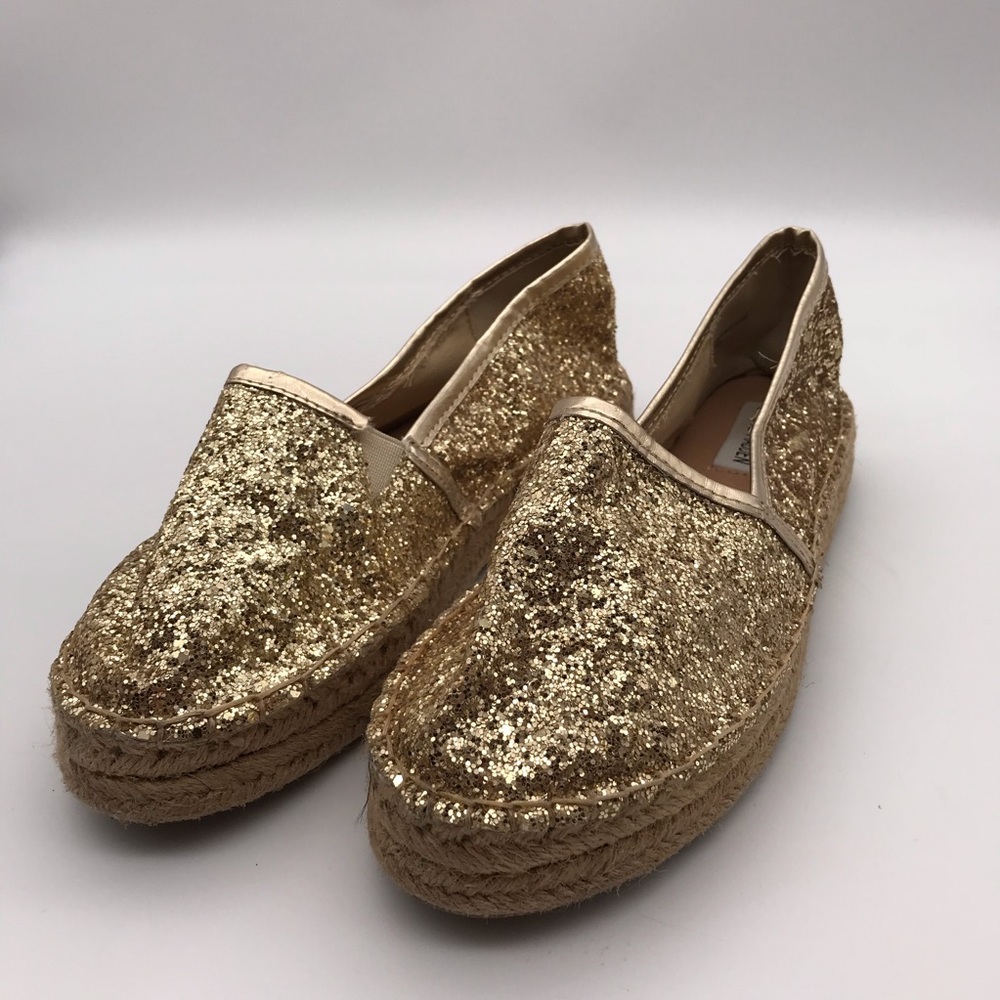 Steve Madden Gold Glitter Espadrilles Size 6.5